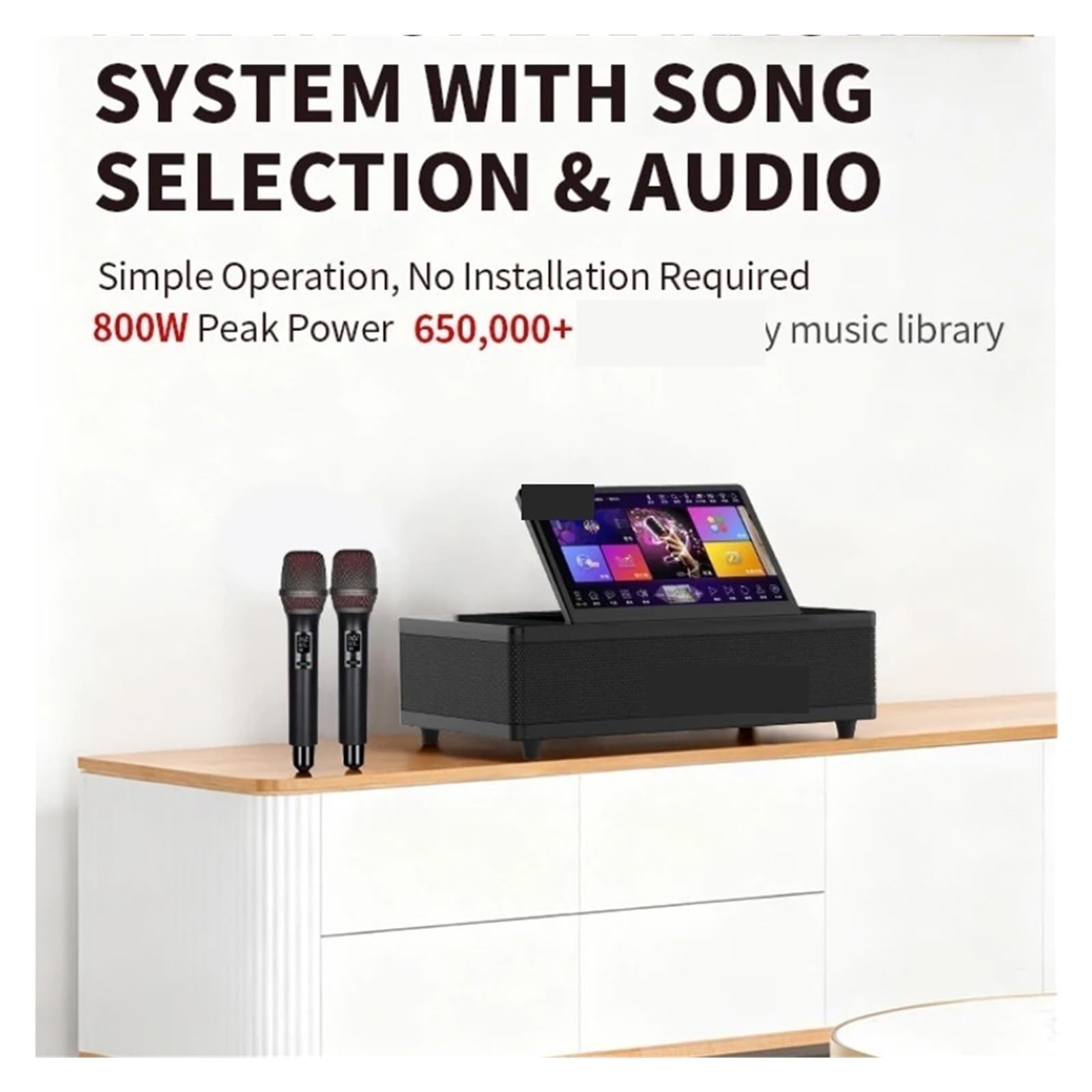 Urządzenie Do Karaoke Z Ekranem Dotykowym I 2 Mikrofonami Bezprzewodowymi, Obsługa Domowego Systemu Głośników KTV, Przenośne Pudełko Imprezowe Bluetooth 12, Cala Czysty OdbióR DźWięKu