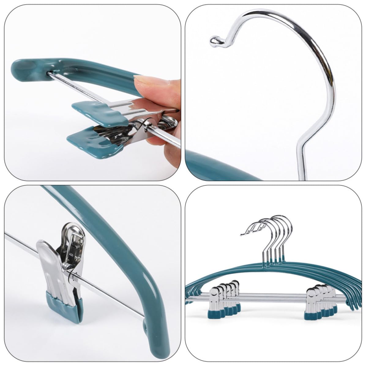 Gruccia Antiscivolo Semicerchio 5 Pezzi in Pvc Verde per Adulti | Clip per Guanti e Reggiseni, Staffa Rotante, Struttura in Acciaio al Manganese