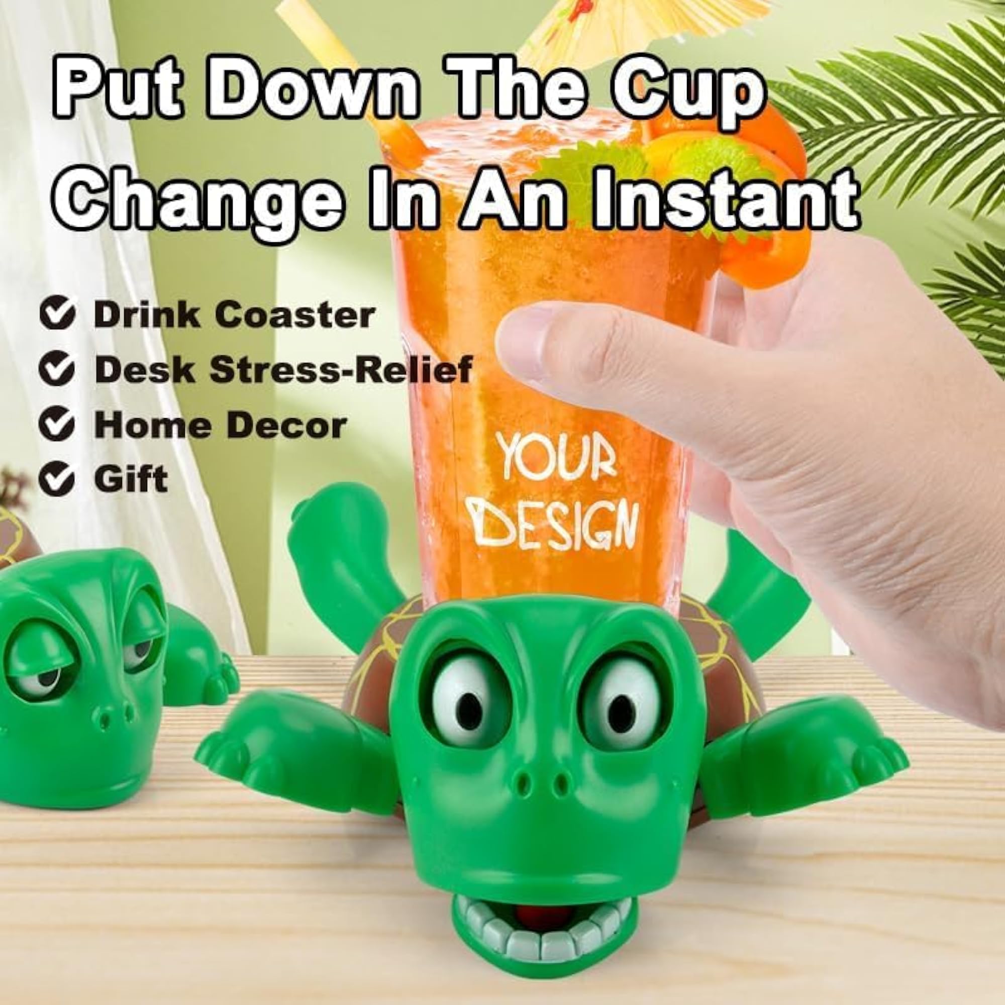 Turtle Coaster with Funny Expression, Gift for Home