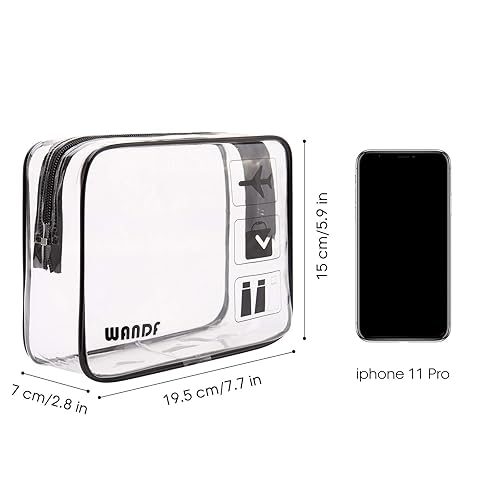 Miniatura 4 de WANDF - Juego de 2 bolsas de aseo transparentes aprobadas por la TSA, para viaje, para hombres y mujeres