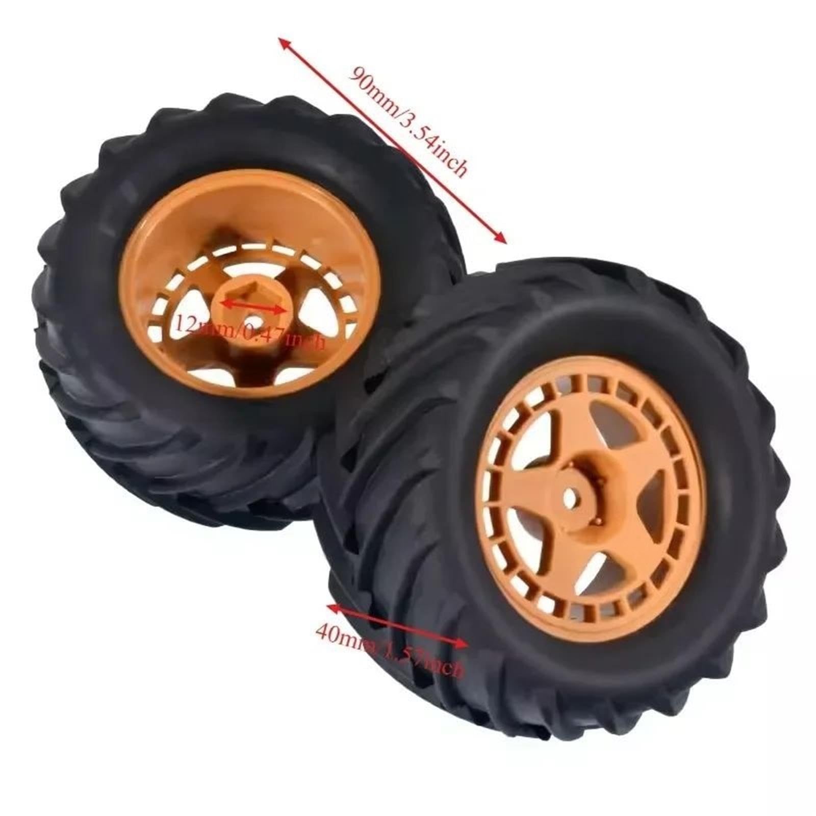 4PC 90mm RC Pneumatici Ruote 12mm Esagonali per Traxxas per E-Revo 1/16