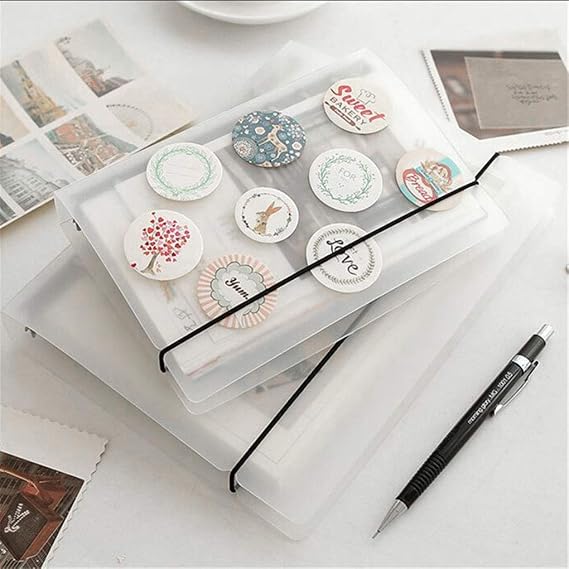with Elastic Closure Clear Matte Soft PVC Cover Case refillable Loose Leaf Binder Round Ring Protector Folder for DIY Photo Album and Scrapbook,Notebooks
