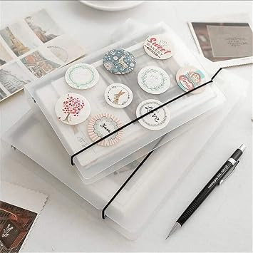 with Elastic Closure Clear Matte Soft PVC Cover Case refillable Loose Leaf Binder Round Ring Protector Folder for DIY Photo Album and Scrapbook,Notebooks