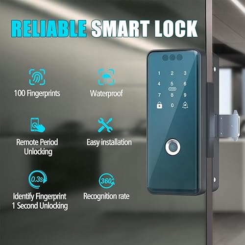 Miniatura 3 de Cerradura inteligente de huellas dactilares con control de aplicación, entrada sin llave 5 en 1 (huella digital, aplicación, contraseña, tarjeta,