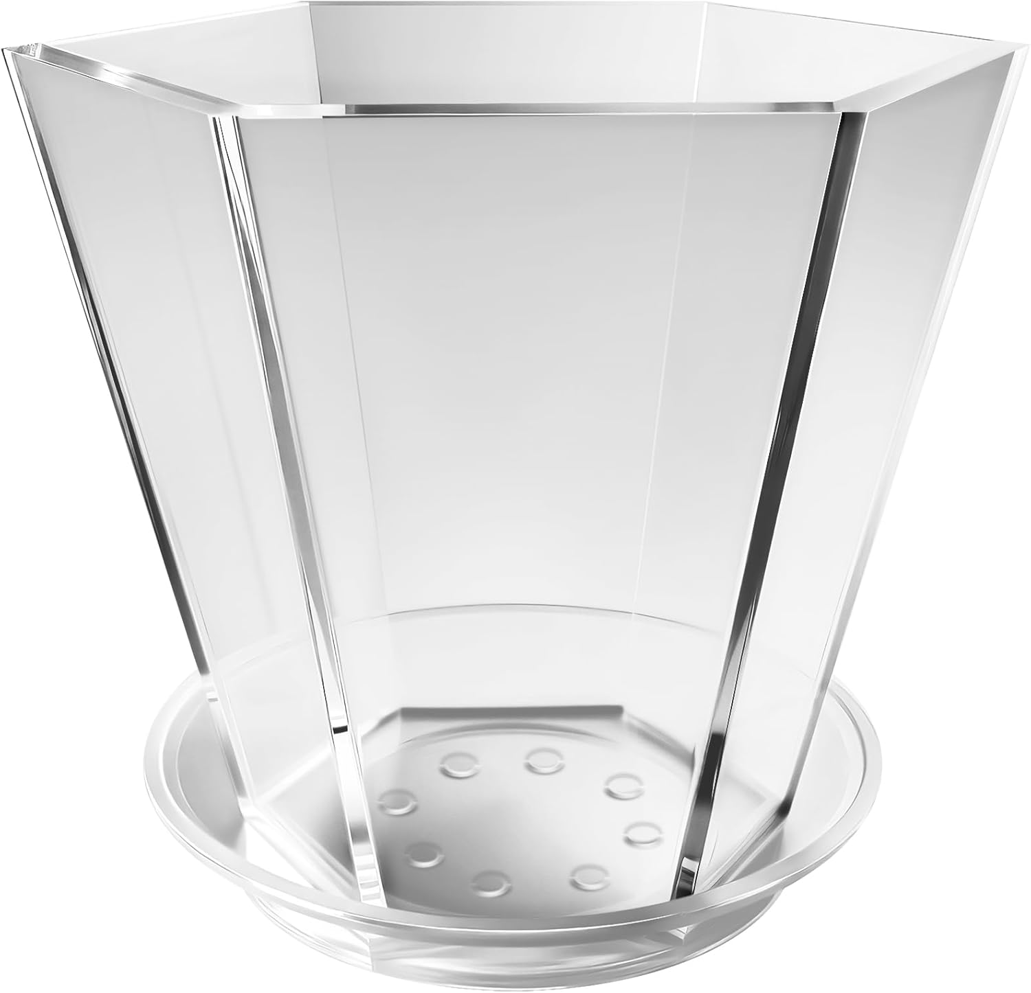 Clear Plant Pot with Drainage Acrylic 6 inch Plant Pot Small Indoor Planter Box Outdoor with Saucer for Succulent, Decorative and Sturdy