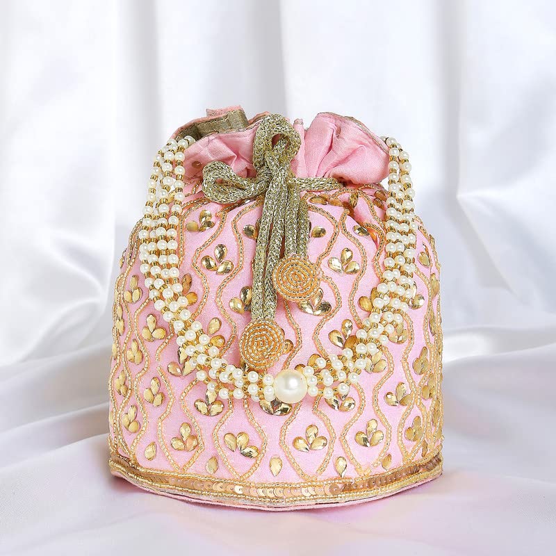 Image of Aheli Potli Bag Gift for Women Handmade Evening Wristlet Handbag Stylish Bridal Purse Fashion Bag