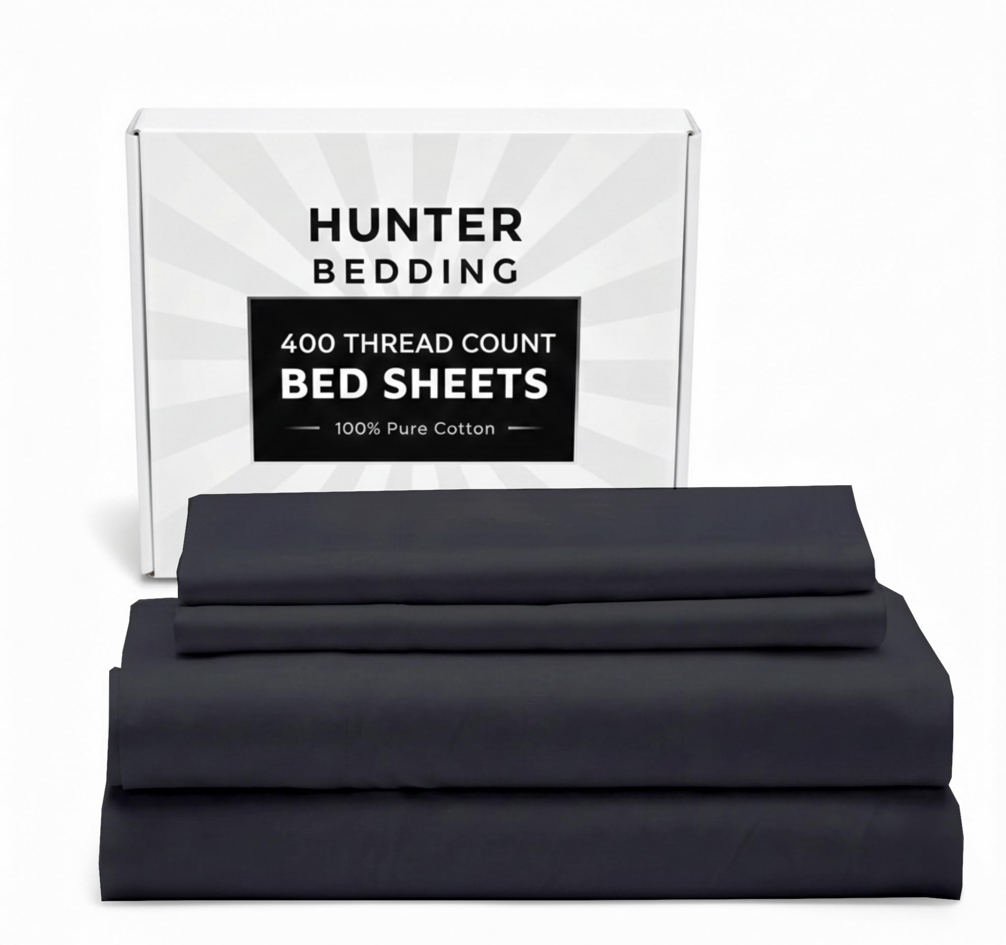 400 TC Pure Cotton Bed Sheets Set Single Size – Luxury Hotel Quality, Extra Soft Breathable & Cooling Bedding – Wrinkle Resistant, Easy Fit 40 CM Deep Pocket – 4 Piece Set (Dark Grey Solid)