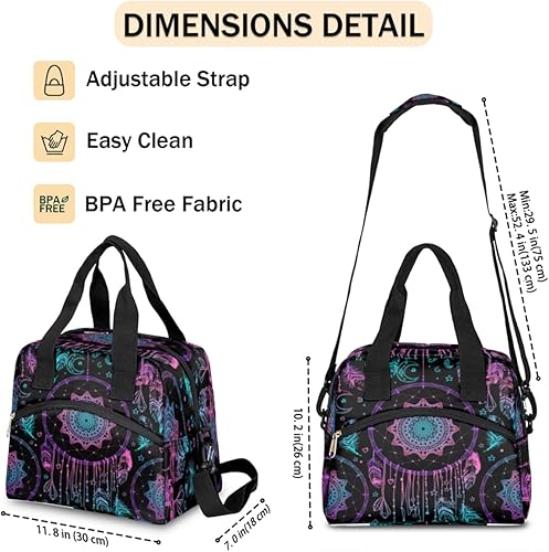 Miniatura 2 de Lonchera con diseño de mandala atrapasueños, para mujeres, adultos, hombres, reutilizable, linda, lonchera de mano, bolsas enfriadoras, contenedores