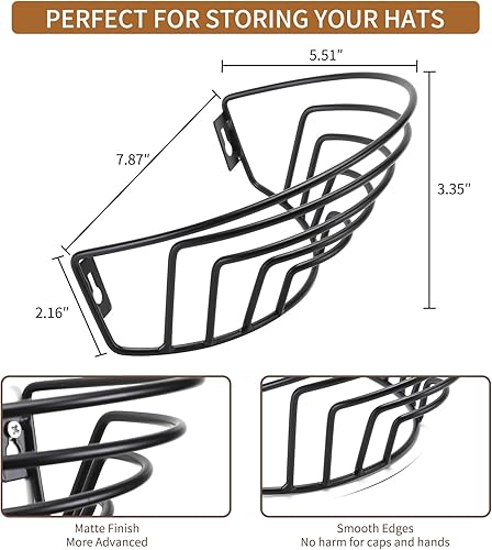 Miniatura 2 de Kruodop Perchero para sombreros de pared, paquete de 2 organizadores de sombreros para gorras de béisbol, soporte de pared para almacenamiento de 30