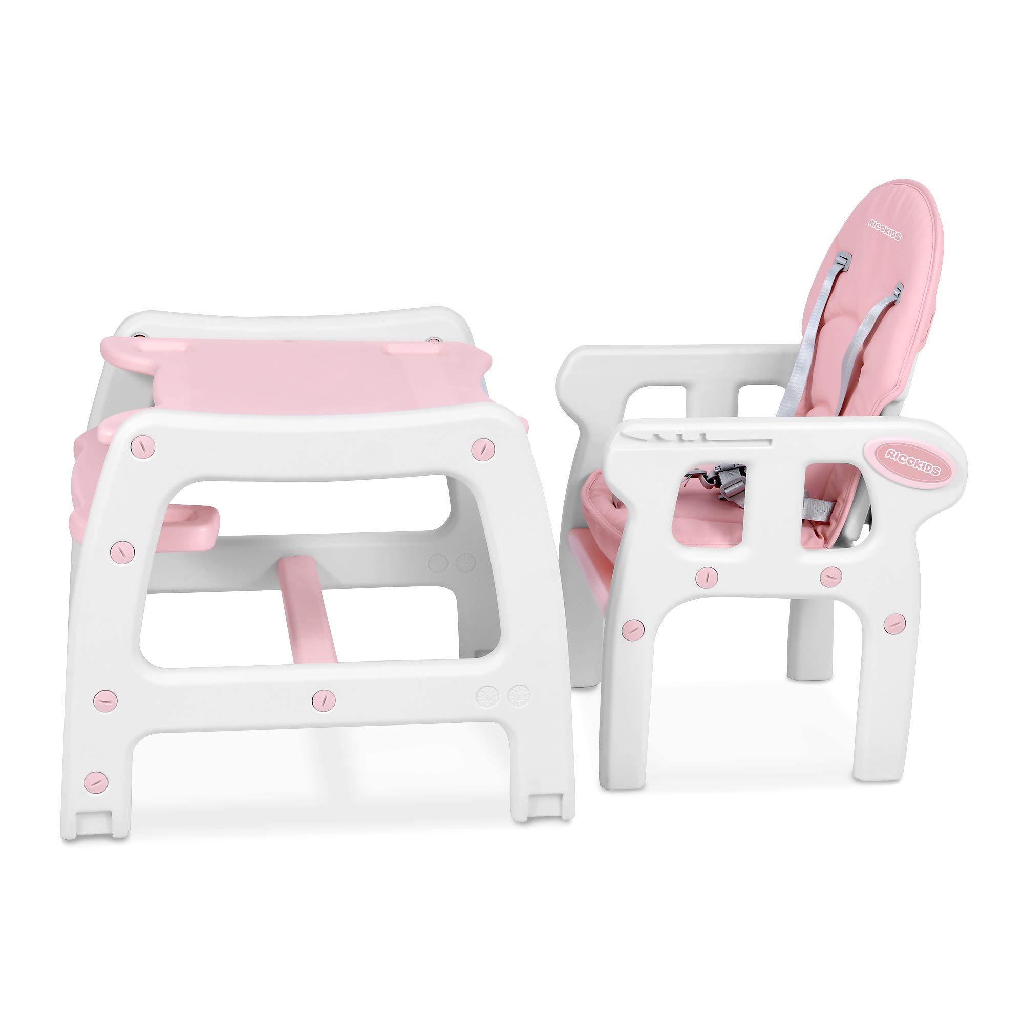 Ricokids Sinco Kinderhochstuhl Mitwachsender Multifunktions Hochstuhl 5in1 Tisch Babystuhl Regulierbar Schaukelfunktion Rosa