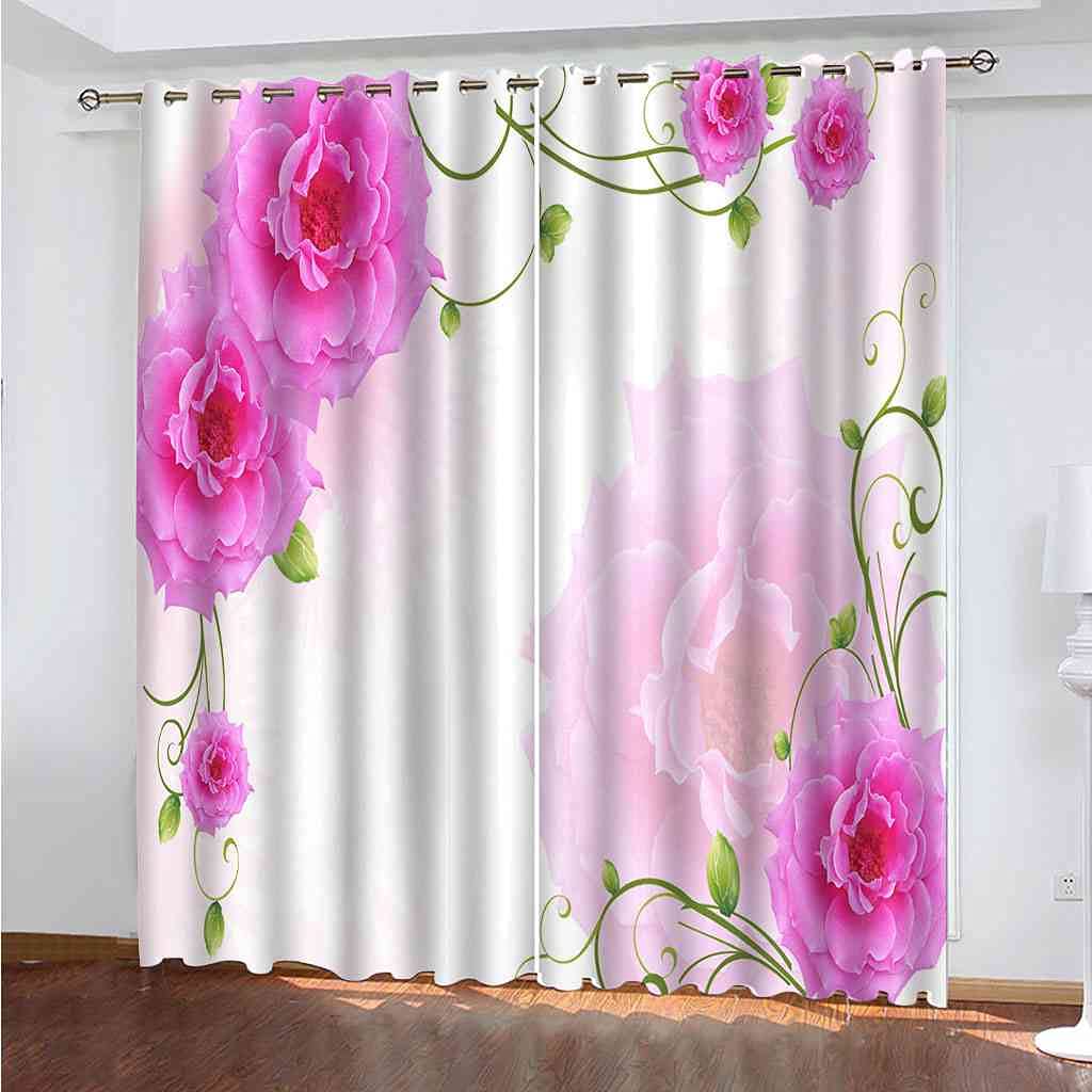 Rideau occultant à oeillets haut de gamme 264x242 cm à motif floral