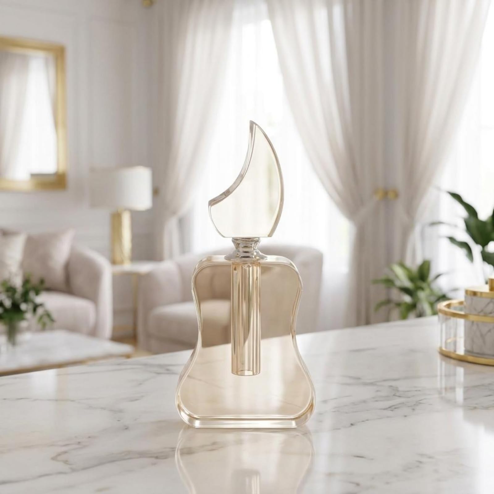 Kristall Parfümflasche Duftflakon Deko Flakon Ornament Kristalloptik mit Schlankem Hals Und Kugelstopfen aus Kristall für Kommode Couchtisch, Rosa, Mittel 6 3 17cm