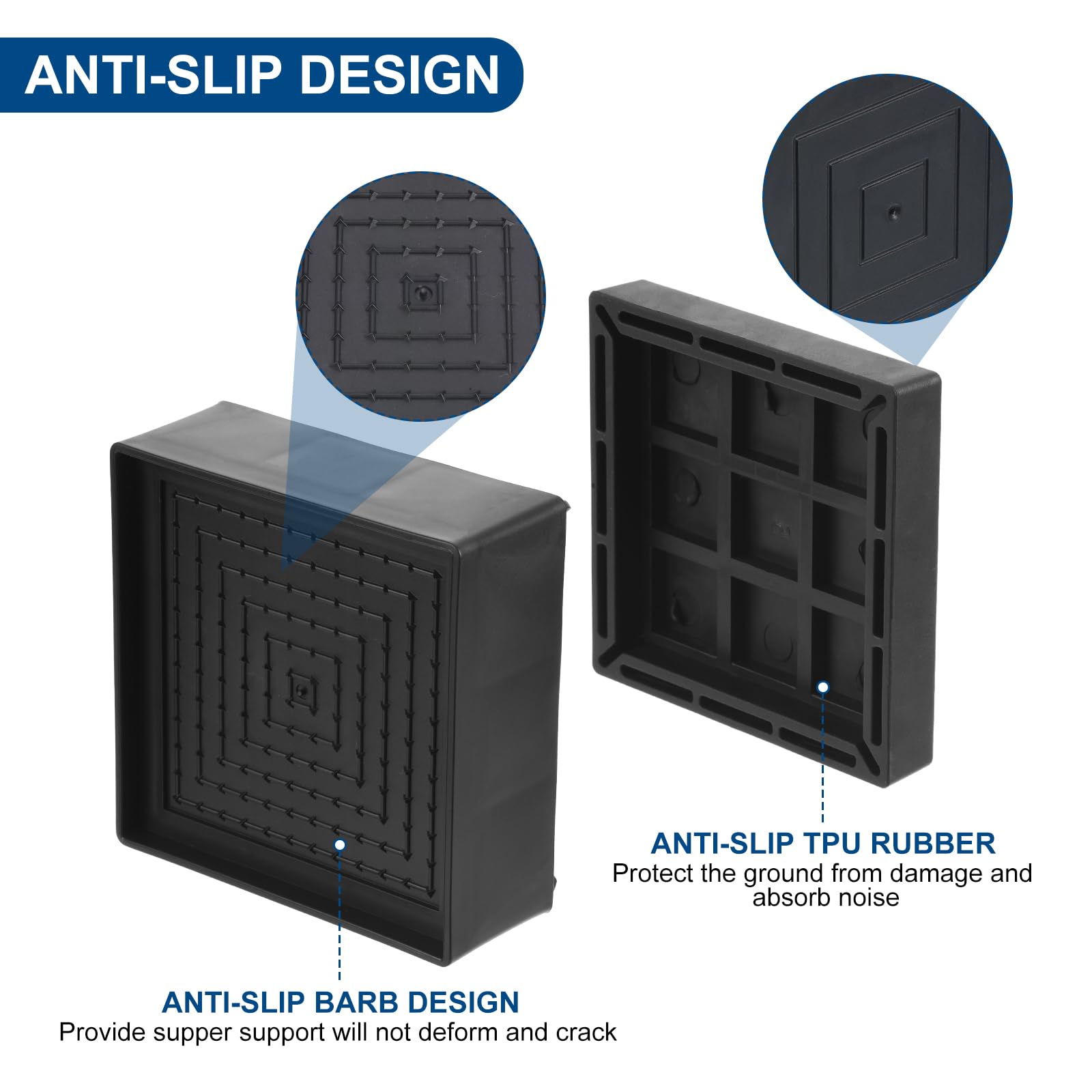 4-Pack Uxcell 5.5" Bed Risers - Stackable Furniture Lift For Sofa, Desk, Table, Supports 1300 Lbs