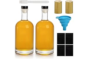Hacaroa Heavy Base Glass Liquor Bottles with T-Cap (2-Pack, 750ml)