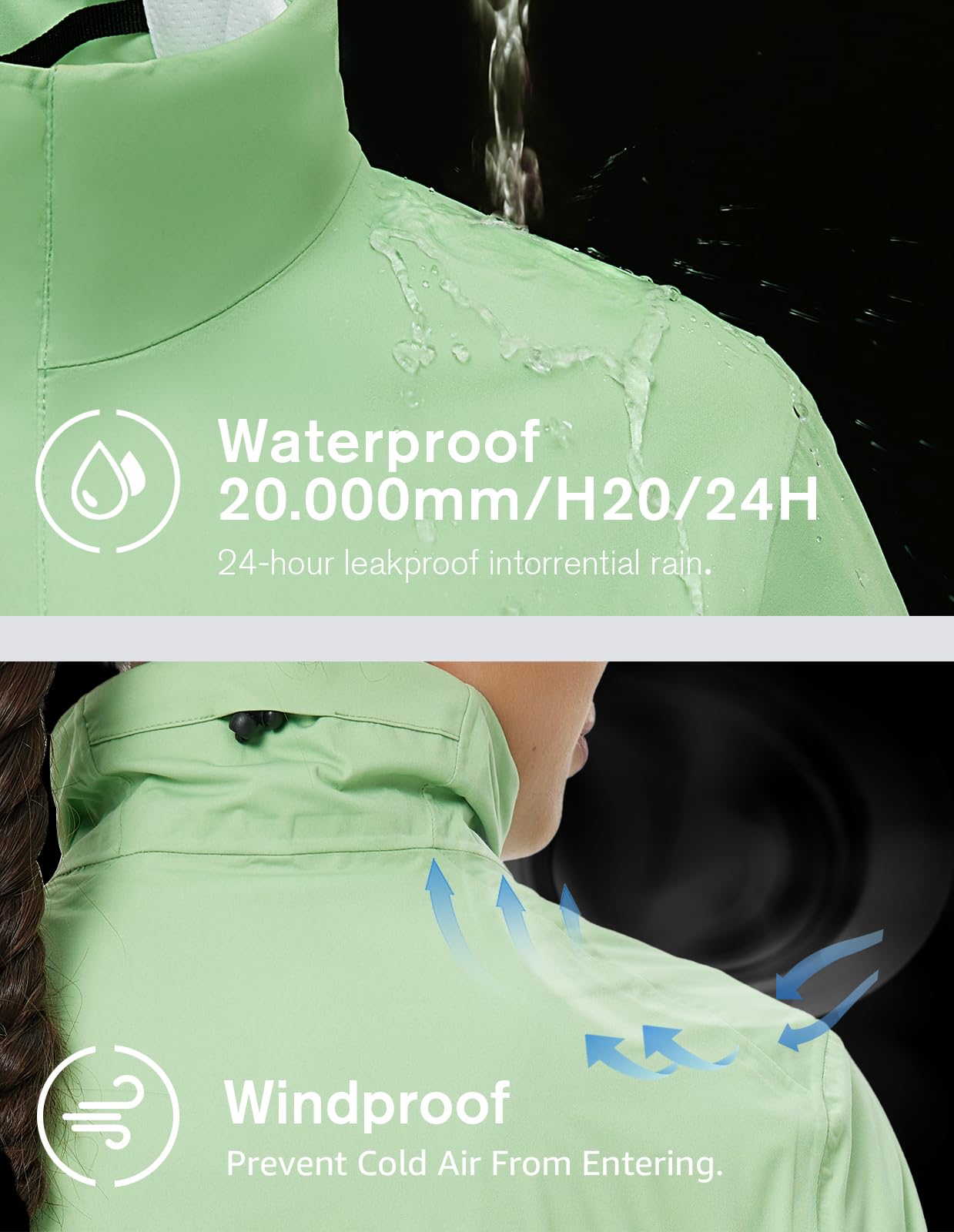 fit space Damen HydroLite Golfjacke Wasserdicht 20K Regenjacke Leicht Stretch für Outdoor-Aktivitäten