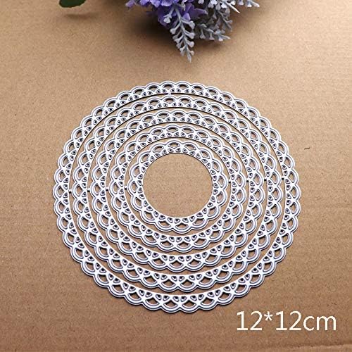 WYSE Round Frame Die Cuts Circle Metal Cutting Dies Stencils DIY Etched Dies Craft Paper Card Making Scrapbooking Embossing 12CM