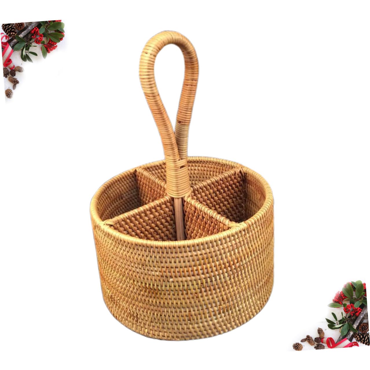 Aufbewahrungskorb aus Rattan für Schreibtisch und Homeoffice | Natürliche Flechtoptik, Leichtes Format für Kleine Utensilien, für Wohnbereich und Fotorequisiten