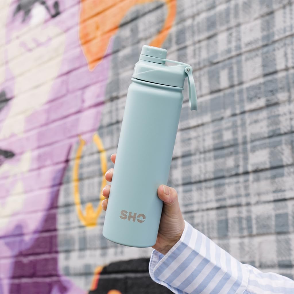 SHO Stainless Steel Sports Bottle, Leak Proof, BPA Free, No Sweat, Vacuum Insulated Double Walled Metal Flask Water Bottle - Image 3