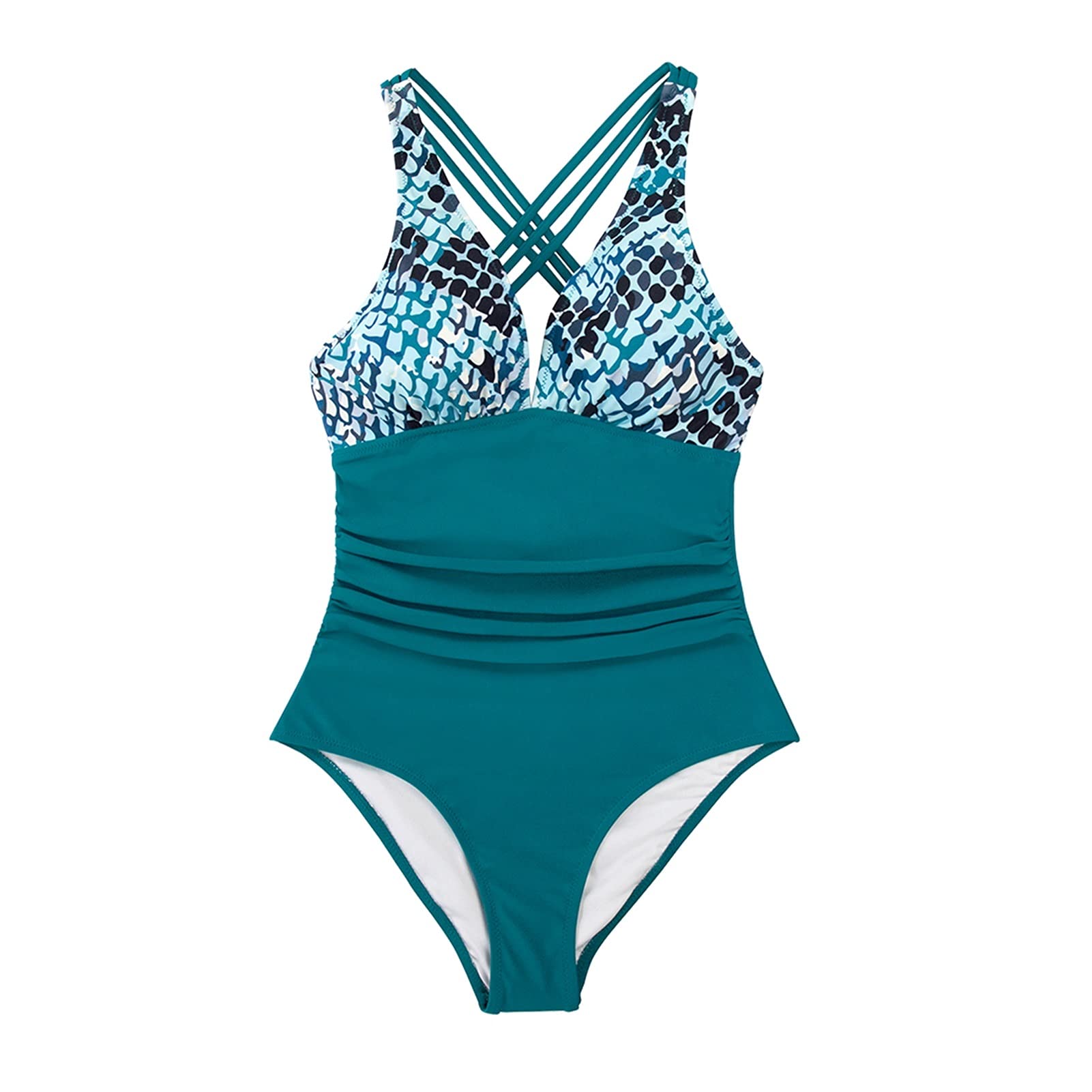 Dwuczęściowy strój kąpielowy Czarny Leopard V-neck Jednoczęściowy strój kąpielowy Seksowny krzyżowy tył Kobiety Nowe dziewczyny Plaża Kostiumy kąpielowe Stroje kąpielowe Bikini Set (B XXL)
