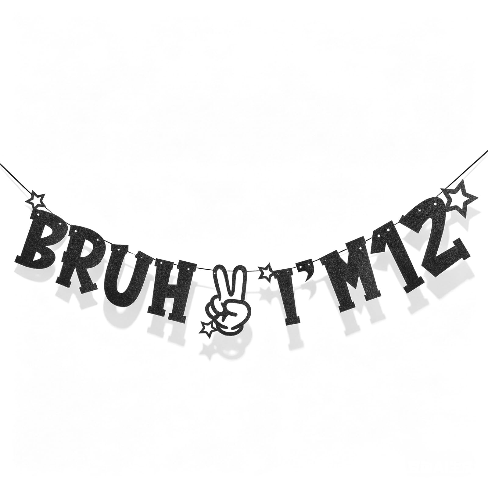 Happy 12th Birthday Banner – 12th Birthday Decorations, Flashing Black Party Banner for Boys and Girls, 12 year old Birthday Party Supplies