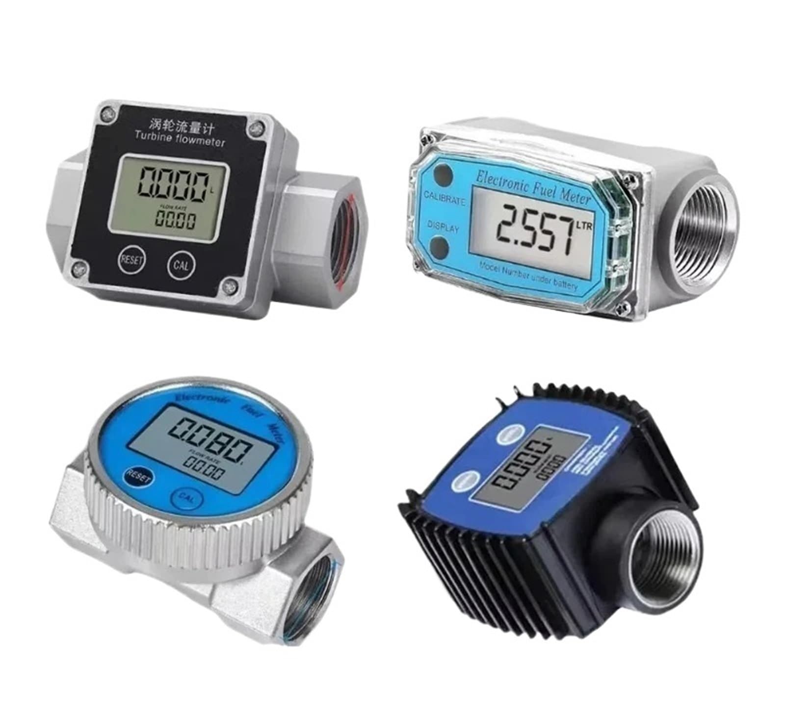 QfUxYYSLD 1pcs 1inch Electronic Liquid Flow Meter DN25 High Precision Stainless Steel Turbine Flowmeter Display Water Flow Sensor Counter(B)
