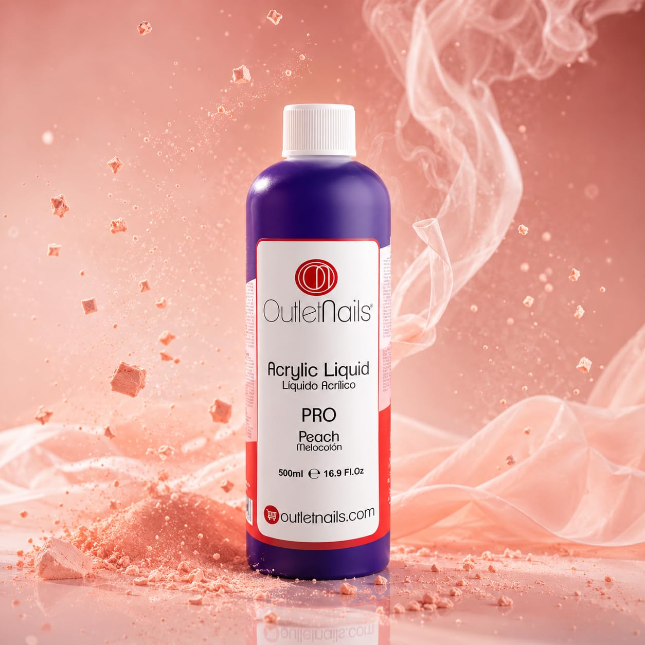Liquido Acrilico Perfumado Melocotón Pro para uñas 500ml (Secado Rápido) / Monómero para uñas acrílicas - Perfumado - Outlet Nails