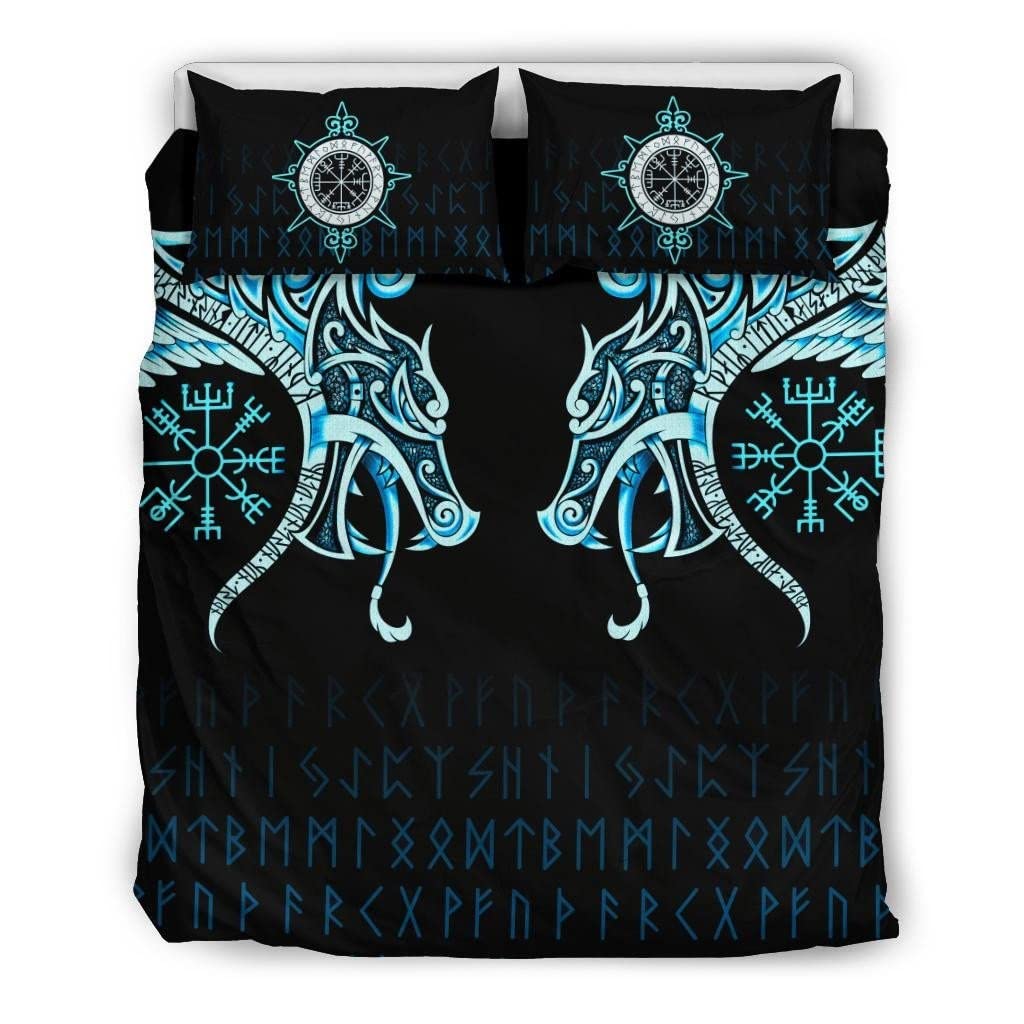 Parure de lit Viking lavable en machine housse de couette celtique noire