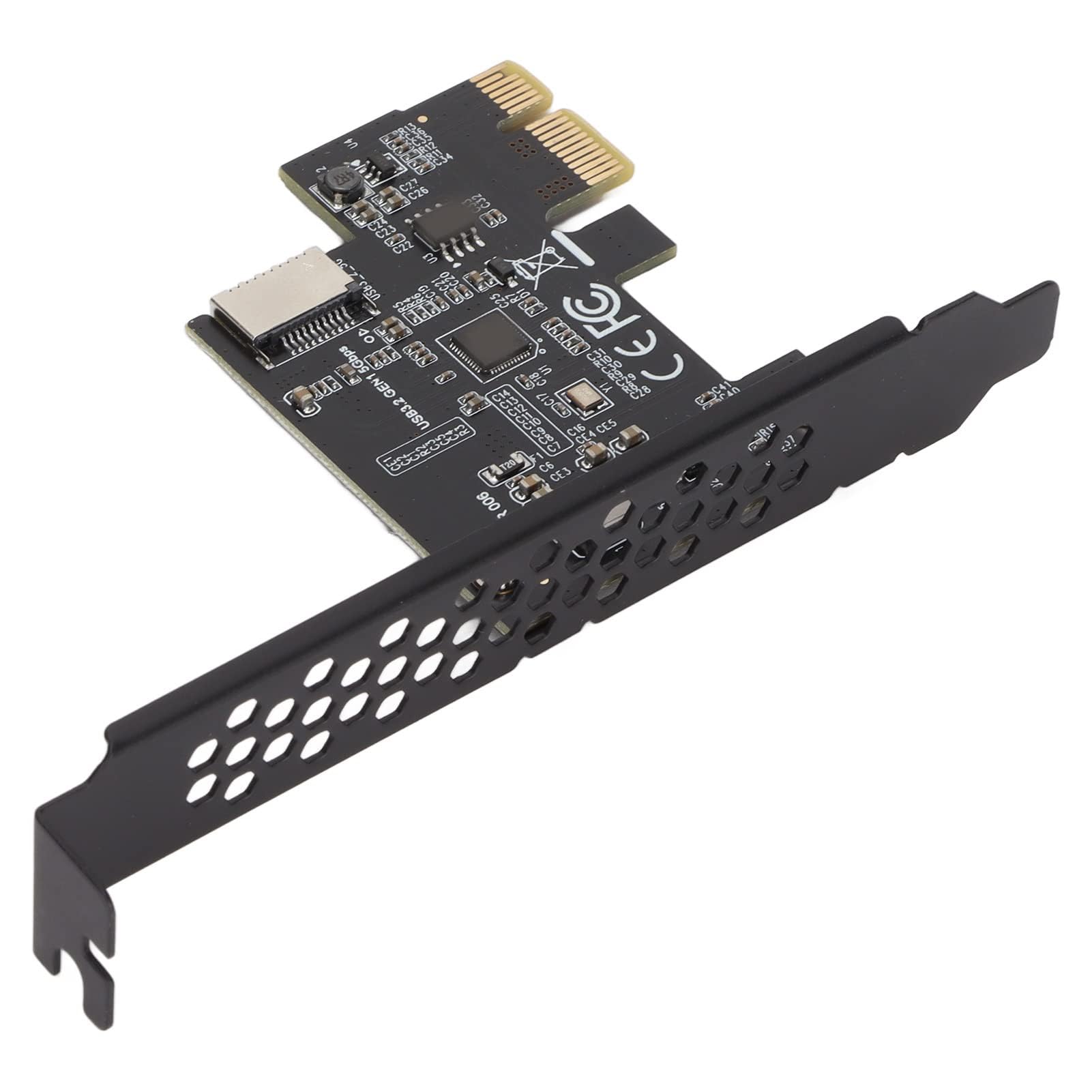 Karta Rozszerzająca PCIE na Typ E, Karta Rozszerzająca USB3.2 PCI E dla XP 7 8 10 11 LINUX, ASMedia ASM1042A Master Control, PCIE na USB3.2 GEN1 5 Gb/s Typ C Przód(Czarny)
