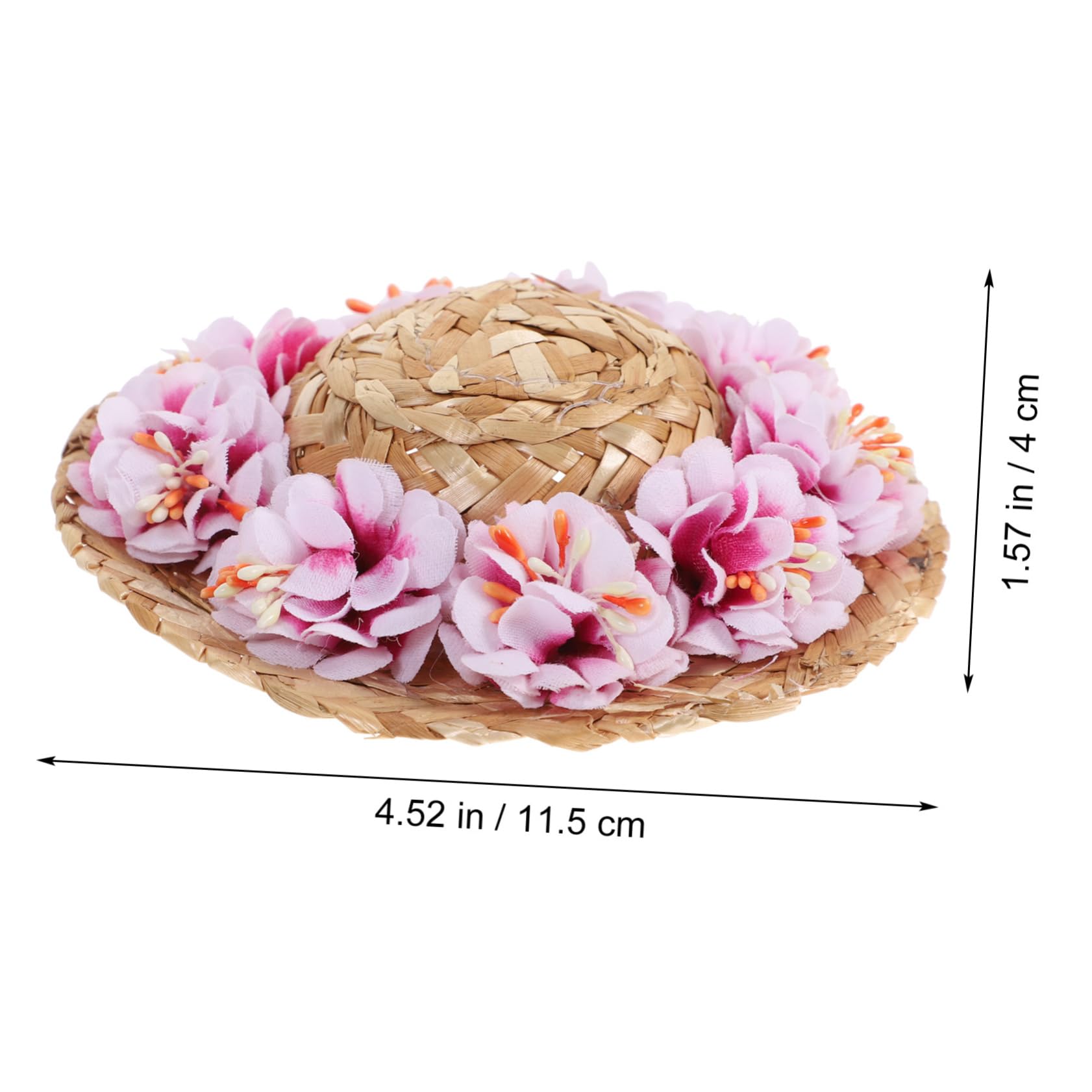 HEMOTON Pet Dog with Flower Decoration Lightweight Summer Sun Protection Cap for Dogs Stylish Costume Accessory S Pink Flower Random Drawstring Style