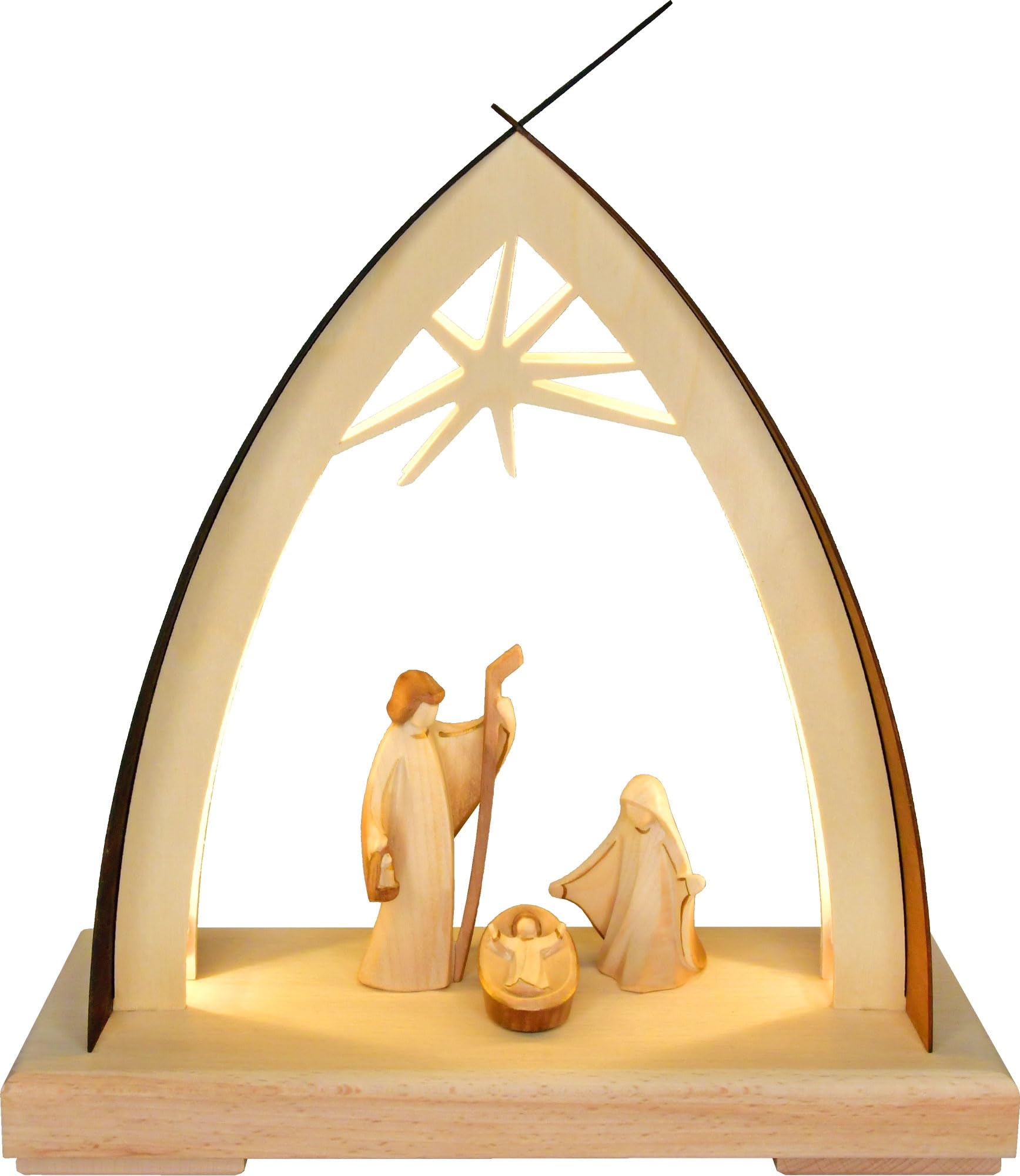 Arche de bougie Nativité du Christ en bois artisanal Ratags LED 27cm