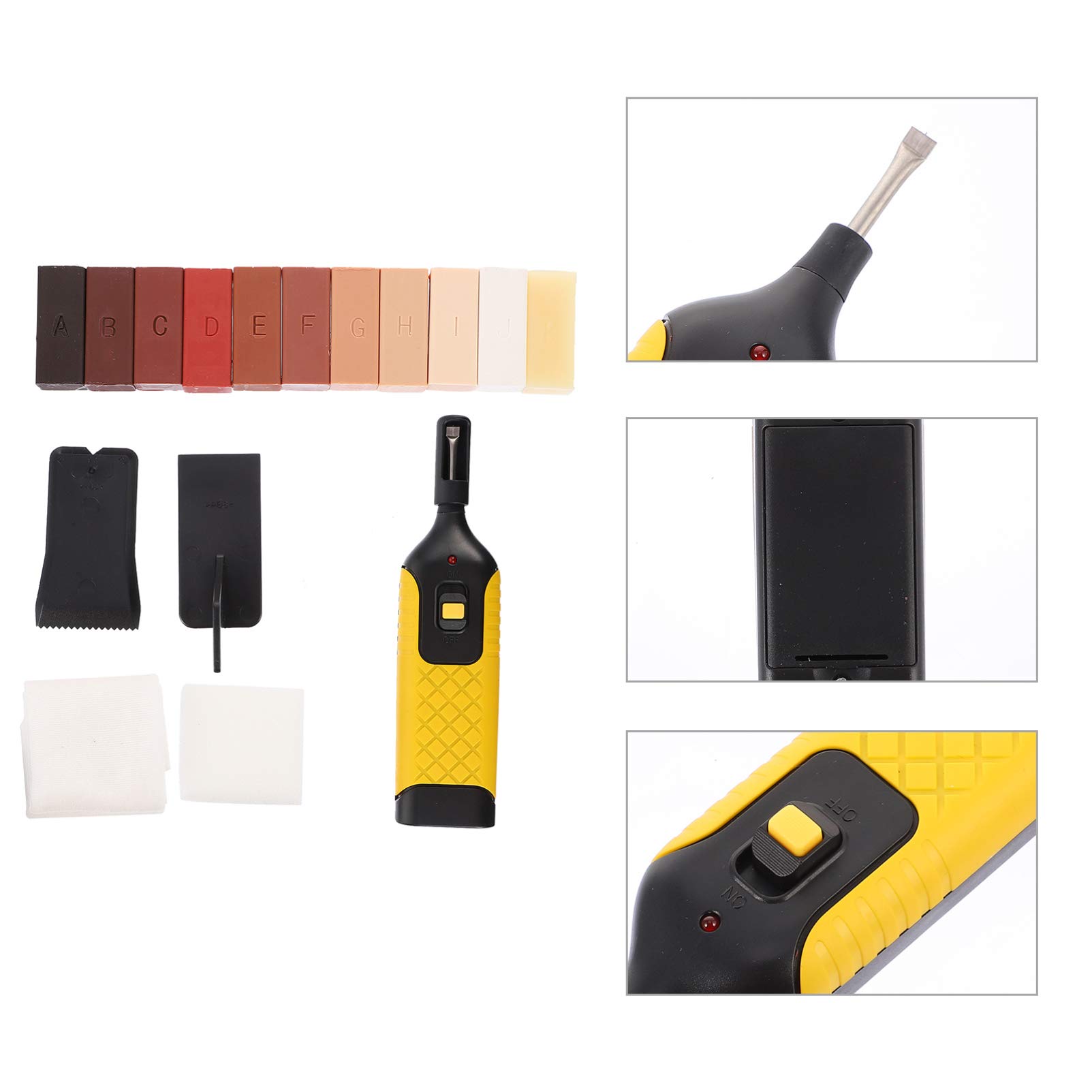 Gatuida Kit di Riparazione per Pavimenti in 16 Pezzi, Accessori per Riparare Fessure e Graffi, Plastico, Blocco Cera e Raschietto