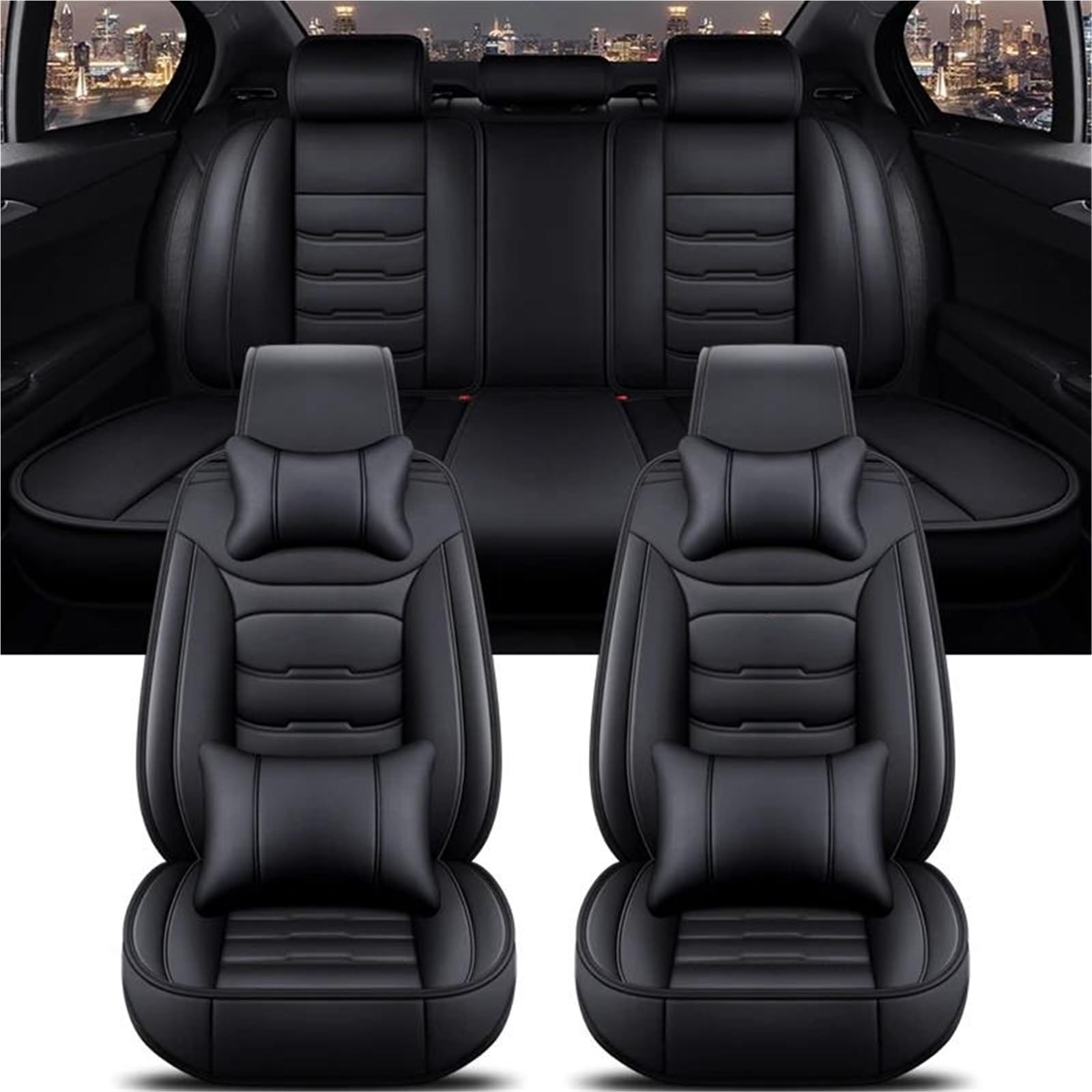Housse siège auto universelle noire anti-tache avec coussins lombaires pour Accord - 8