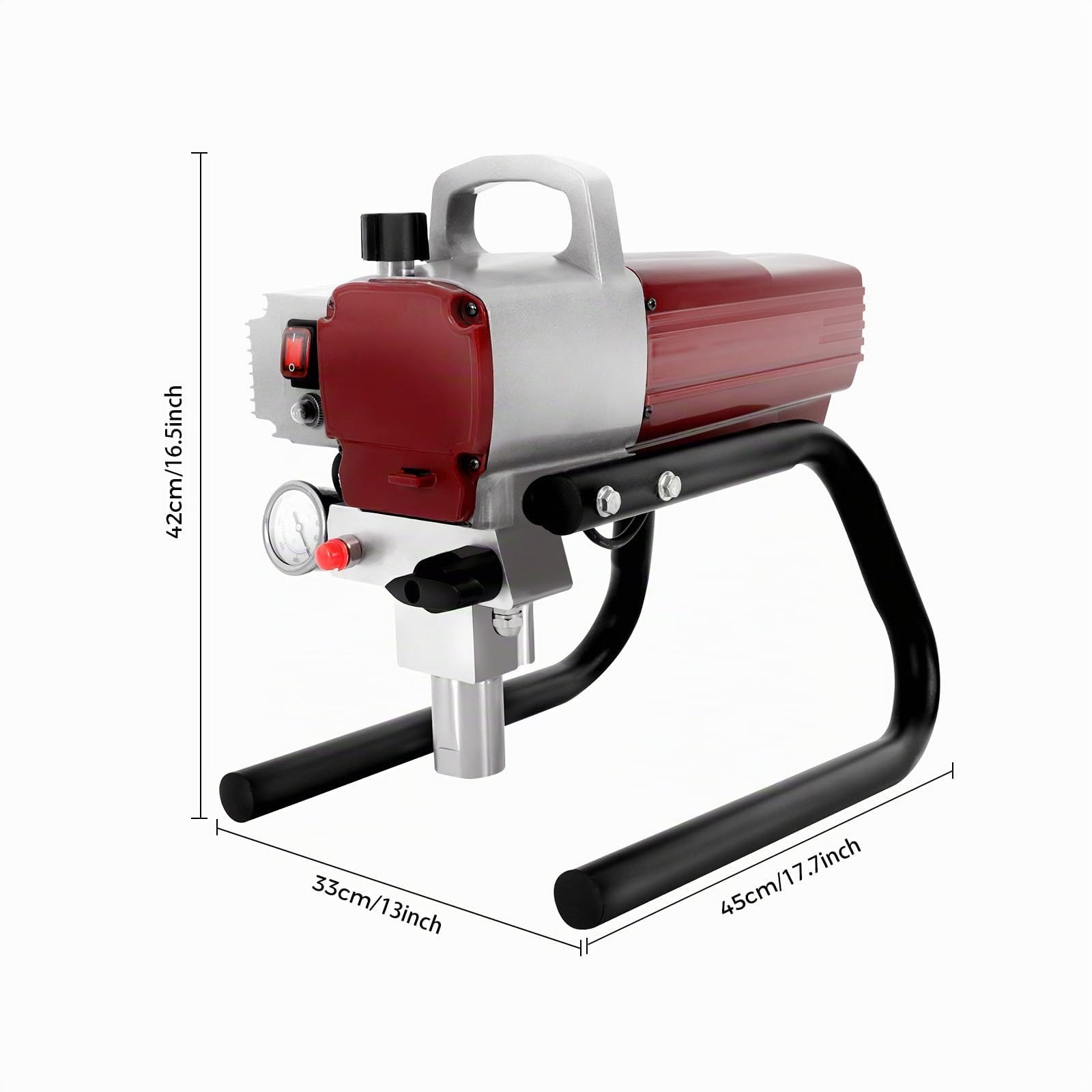 Spruzzatore di vernice Airless 1800 W, ad alta pressione, sistema di verniciatura a spruzzo 1,8 l/min, con tubo da 9 m, pistola a spruzzo, asta di prolunga, manometro per pitture murali, colori in