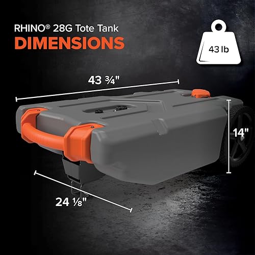 Miniatura 4 de Camco Rhino Tanque de basura portátil para vehículos recreativos de 28 galones con manguera y accesorios, duradero, sin fugas e inodoro (39004)