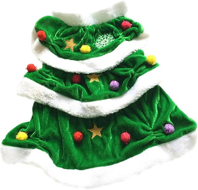 Balacoo Pet Christmas Tree Costume Funny Dog Xmas Party Costume Cosplay Clothes Coats Apparel for Puppy Small Dog Cat (Green) Size XS