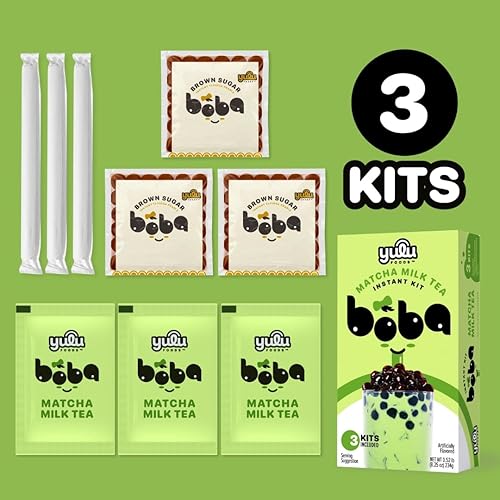 Miniatura 3 de Matcha Latte Instant Bubble Pearl Matcha Milk Tea Kit con auténticas perlas de tapioca de azúcar morena, listo en menos de un minuto, popotes de