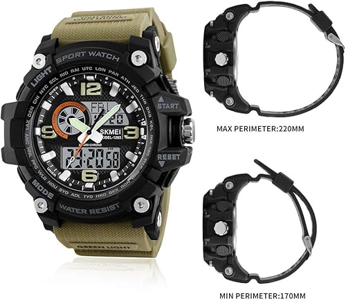 Miniatura 6 de SKMEI Reloj deportivo digital para hombre, reloj militar impermeable con pantalla LED, cronómetro y alarma