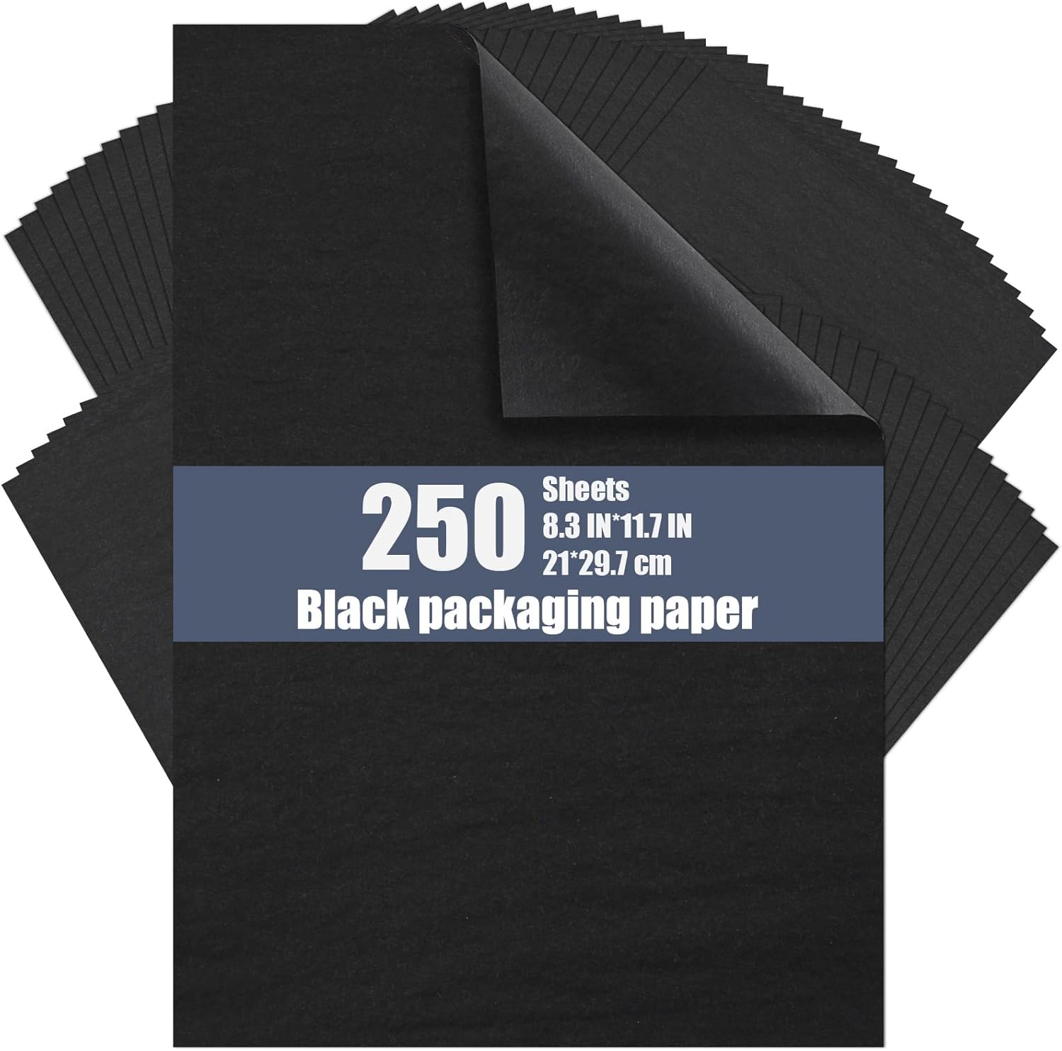 Tenare 250 Sheets Black Tissue Papers Bulk 8.3 x 11.7 Inches Black Wrapping Paper for Gift Bags Art Tissue Stuffs for Weddings Birthday DIY Project