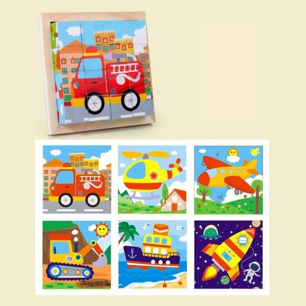 Tiny Toys 3D Wooden 16 Pc Cube Puzzle with Storage Tray (6 Puzzles in 1) - Vehicles (B0CGVKXP1G) Amazon Price History, Amazon Price Tracker