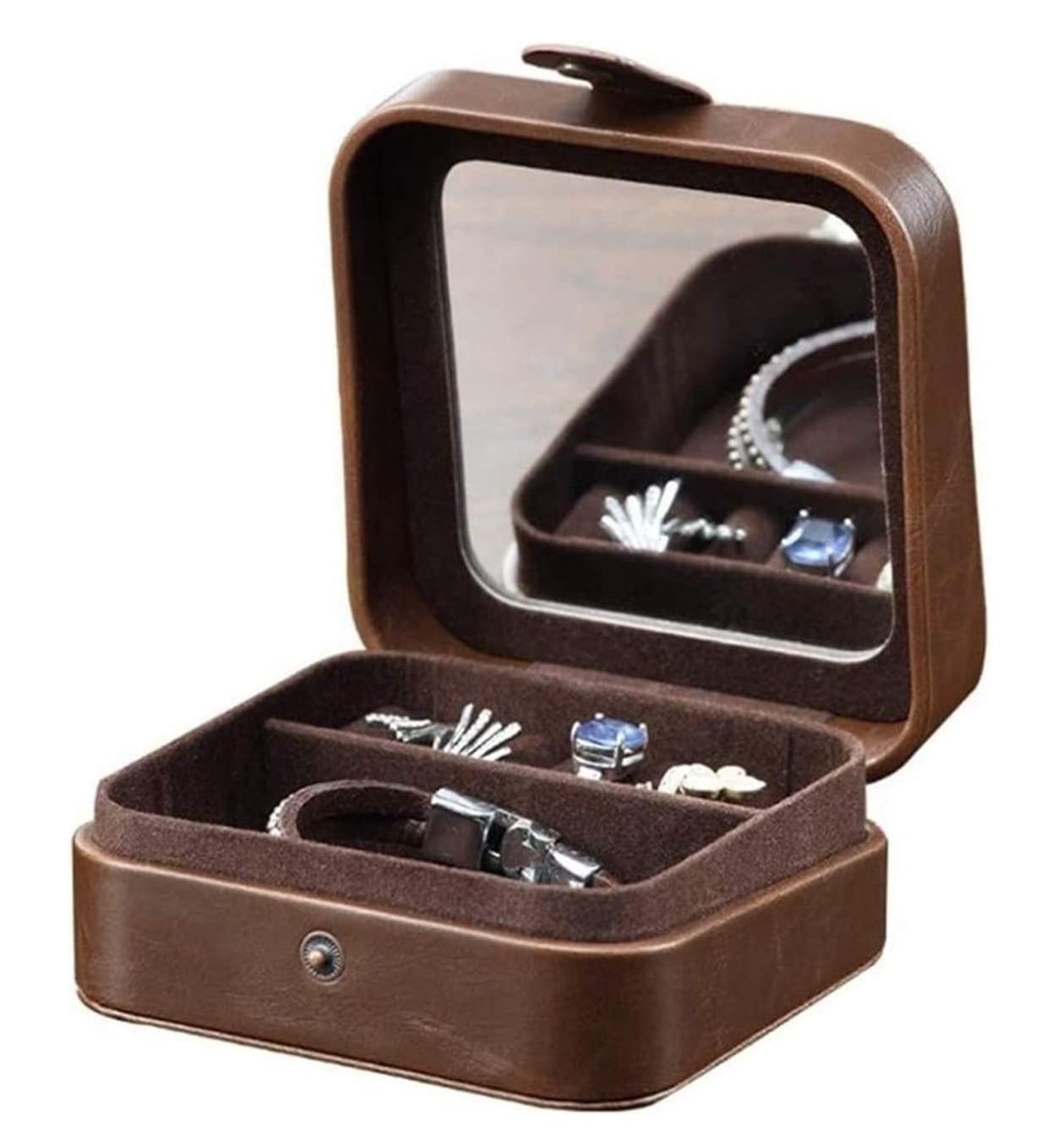 Moderno Portagioie in Pelle PU per Le Donne Organizzatore di Piccoli Gioielli da Viaggio per La Custodia del Supporto dei Gioielli degli Anelli Dell'orecchino della Collana Porta Gioielli