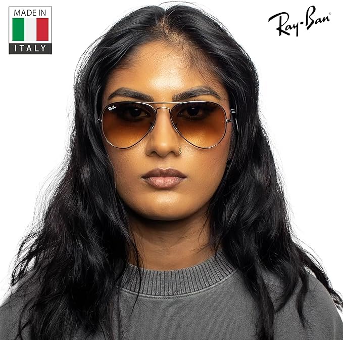 Image of Ray-Ban RB3025 AVIATOR LARGE METAL Pilot Shape Sunglasses for Men & Women with Official Eyewear Kit