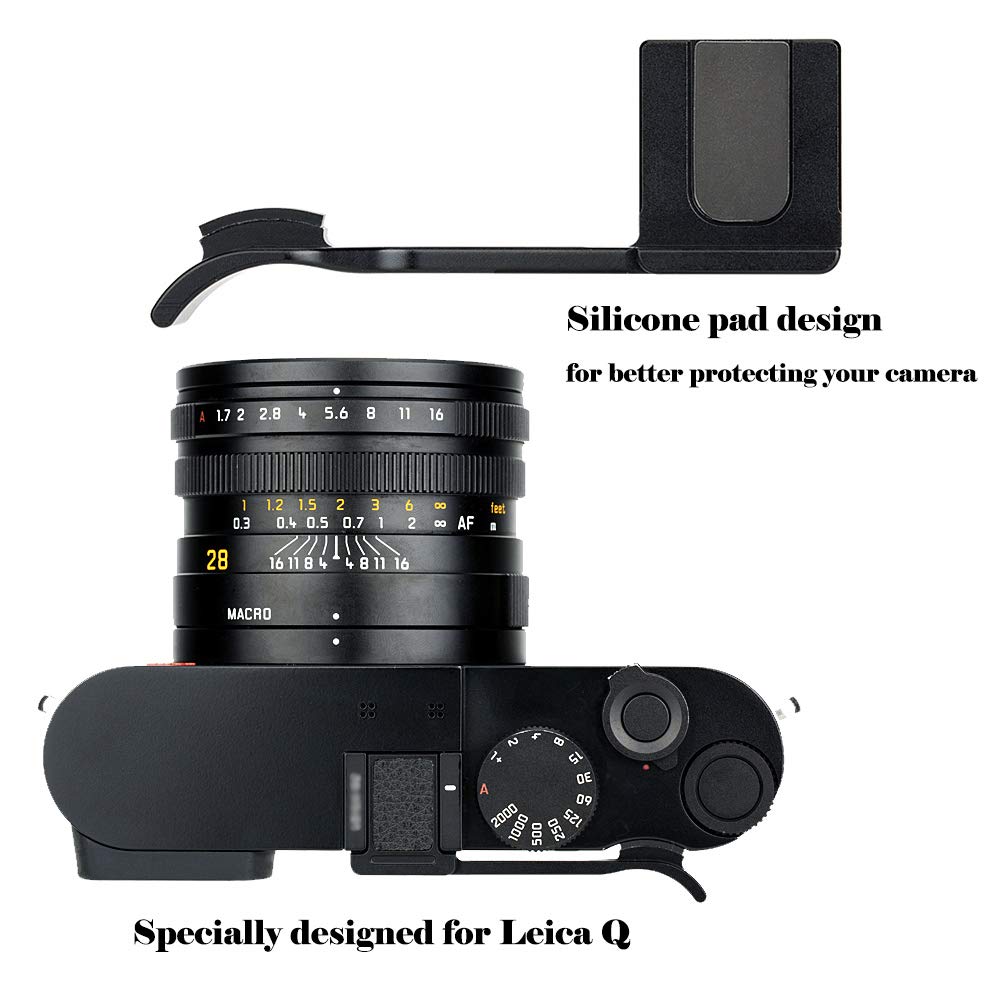 JJC Uchwyt kciuka w górę gorącej stopki do aparatu Leica Q2 DSLR, uchwyty kciuki w górę, lepsza równowaga i wygoda chwytu - srebrny
