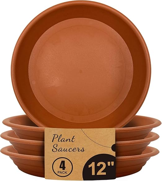 Plant Saucers 4 Pack of 12 inch Durable Thicker Plastic Plant Tray