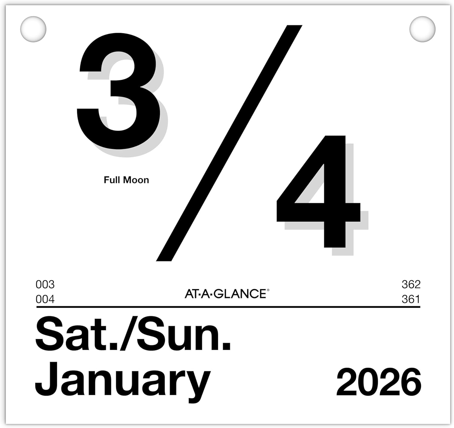 AT-A-GLANCE 2026 "Today Is" Daily Wall Calendar Refill, 8.5" x 8", Large (K45026)
