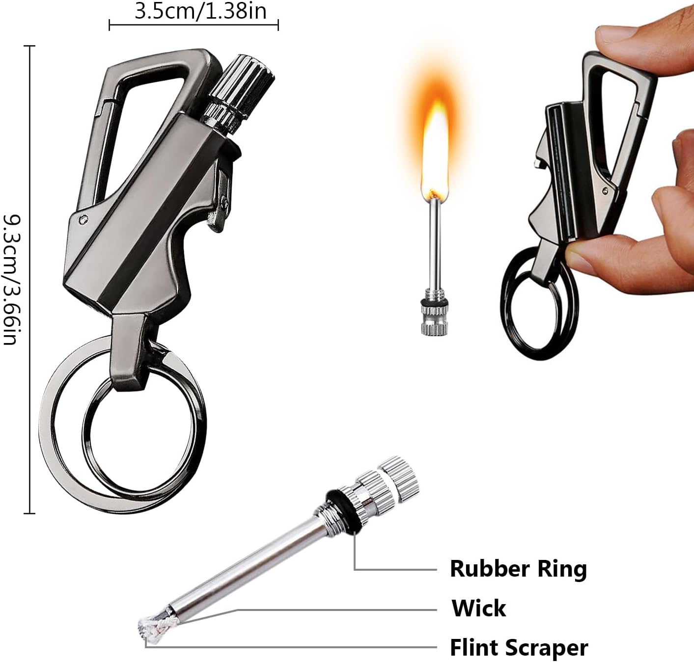 2 Pack Permanent Match Infinity Lighter, Multitool Keychain Bottle Opener, Reusable Waterproof Matchstick,Forever for Outdoor Survival