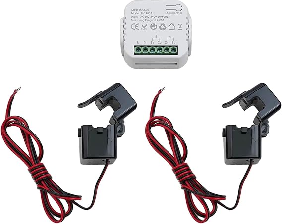 for tuya for zigbee Energy Monitor with for ct Clamp, 1/2 Channel Bidirectional Power Meter for Smart Life App, Real-Time Voltage Current kWh Tracking