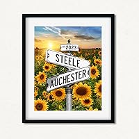 Vista 7 de Señal de calle vintage personalizada para parejas en lienzo, nombres y fecha personalizados, regalos de Navidad para ella o él, regalo del Día