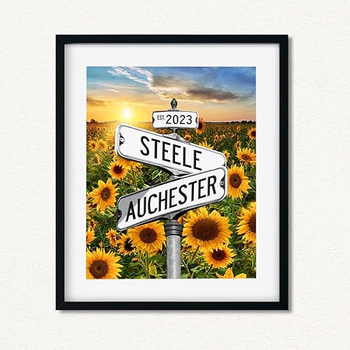 Póster de lienzo con nombre personalizado, letrero de calle vintage, regalos de amor, encrucijada, boda, fecha, nombres, letreros de calle, póster