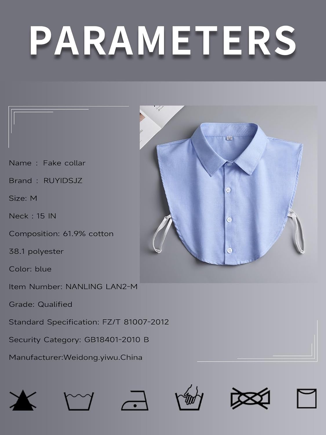 Detachable Collar Cotton White Collar Dickey Halfs Shirt Women Men - Image 4
