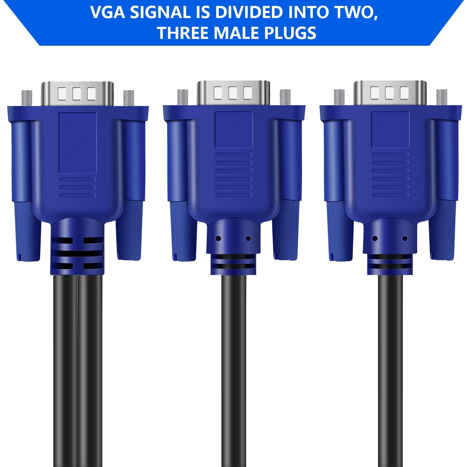 Cavo sdoppiatore VGA (senza estensione dello schermo) 1 maschio a 2 maschio adattatore a Y per doppio monitor 1080P Full HD per proiettori, HDTV, monitor (0,9 m) – solo per duplicazione dello